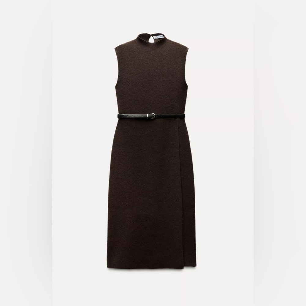 Belted long knit dress - Picture 6 of 10